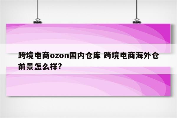 跨境电商ozon国内仓库 跨境电商海外仓前景怎么样?