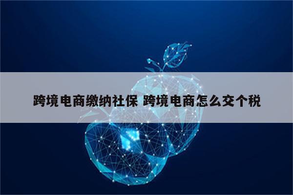 跨境电商缴纳社保 跨境电商怎么交个税