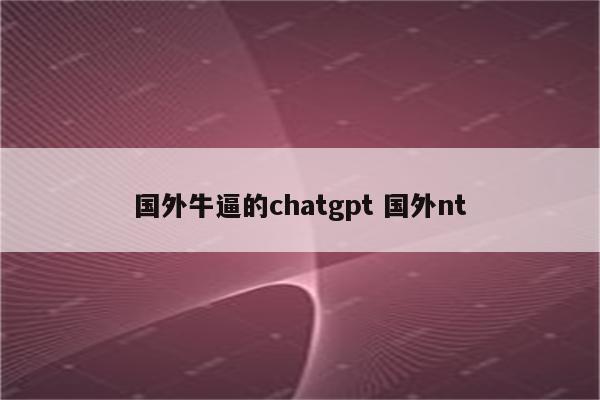 国外牛逼的chatgpt 国外nt