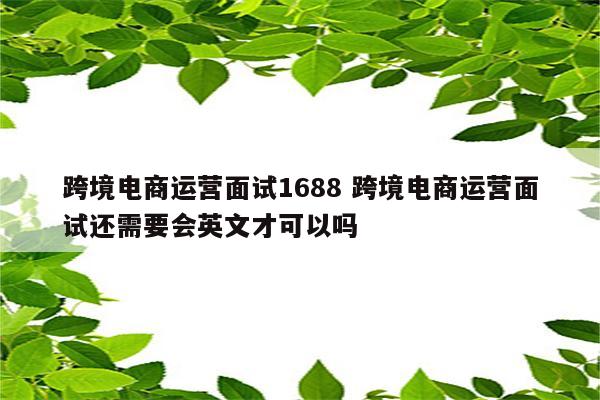 跨境电商运营面试1688 跨境电商运营面试还需要会英文才可以吗