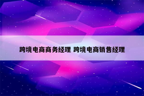 跨境电商商务经理 跨境电商销售经理