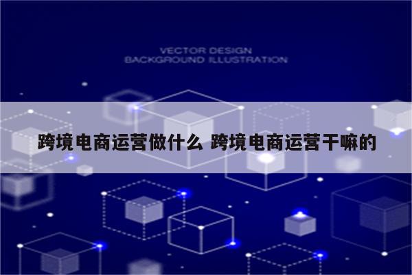 跨境电商运营做什么 跨境电商运营干嘛的