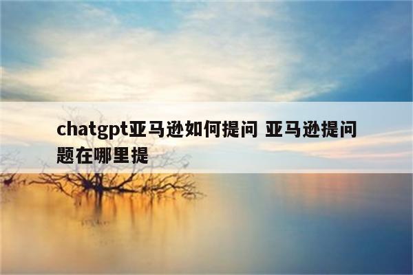 chatgpt亚马逊如何提问 亚马逊提问题在哪里提