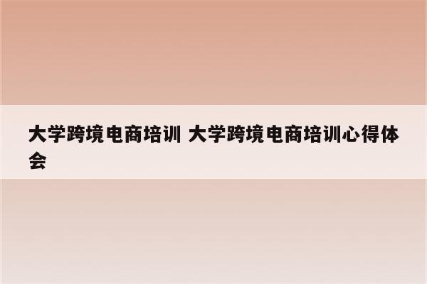 大学跨境电商培训 大学跨境电商培训心得体会