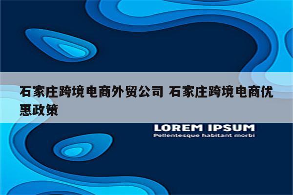 石家庄跨境电商外贸公司 石家庄跨境电商优惠政策
