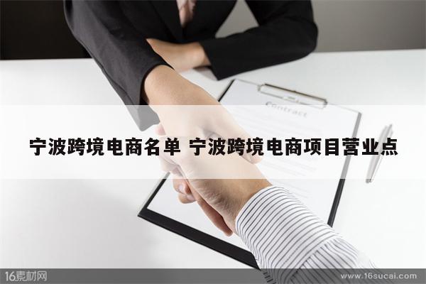 宁波跨境电商名单 宁波跨境电商项目营业点