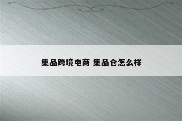 集品跨境电商 集品仓怎么样