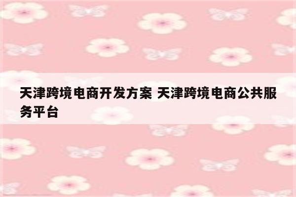 天津跨境电商开发方案 天津跨境电商公共服务平台