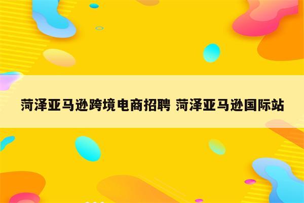 菏泽亚马逊跨境电商招聘 菏泽亚马逊国际站