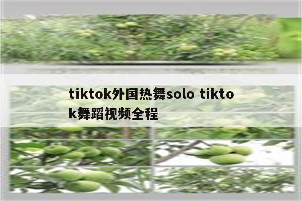 tiktok外国热舞solo tiktok舞蹈视频全程