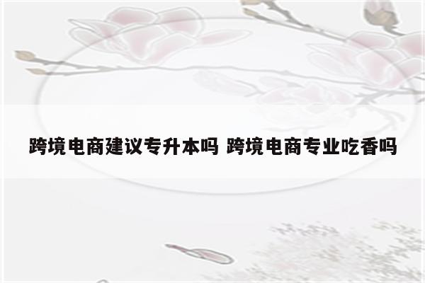 跨境电商建议专升本吗 跨境电商专业吃香吗