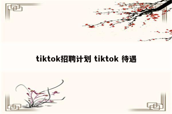 tiktok招聘计划 tiktok 待遇