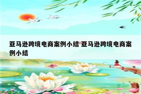 亚马逊跨境电商案例小结 亚马逊跨境电商案例小结