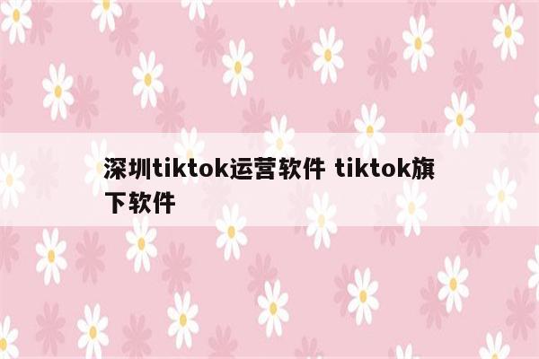 深圳tiktok运营软件 tiktok旗下软件