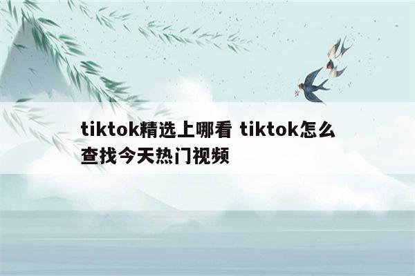 tiktok精选上哪看 tiktok怎么查找今天热门视频