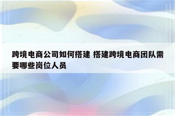 跨境电商公司如何搭建 搭建跨境电商团队需要哪些岗位人员