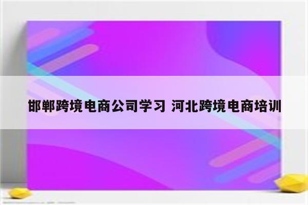 邯郸跨境电商公司学习 河北跨境电商培训