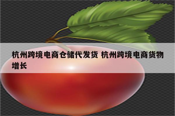 杭州跨境电商仓储代发货 杭州跨境电商货物增长