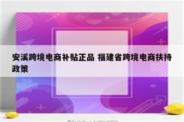 安溪跨境电商补贴正品 福建省跨境电商扶持政策