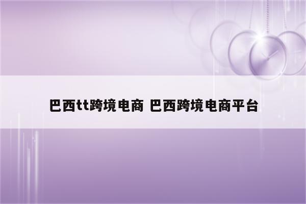 巴西tt跨境电商 巴西跨境电商平台