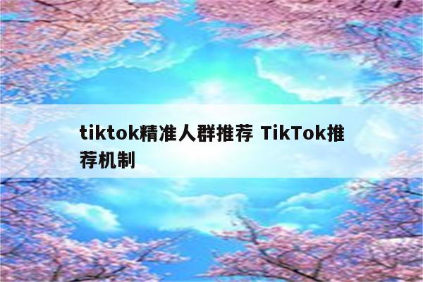 tiktok精准人群推荐 TikTok推荐机制