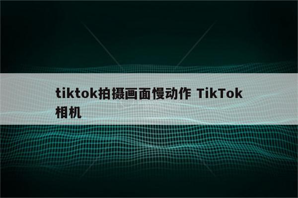 tiktok拍摄画面慢动作 TikTok相机