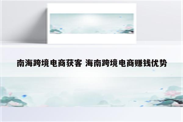 南海跨境电商获客 海南跨境电商赚钱优势