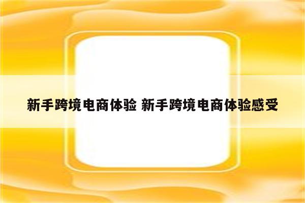 新手跨境电商体验 新手跨境电商体验感受
