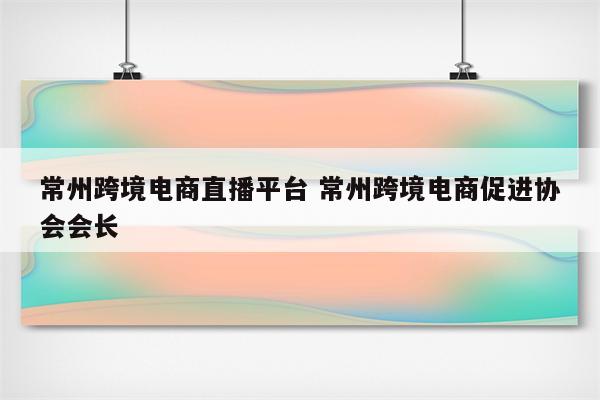 常州跨境电商直播平台 常州跨境电商促进协会会长