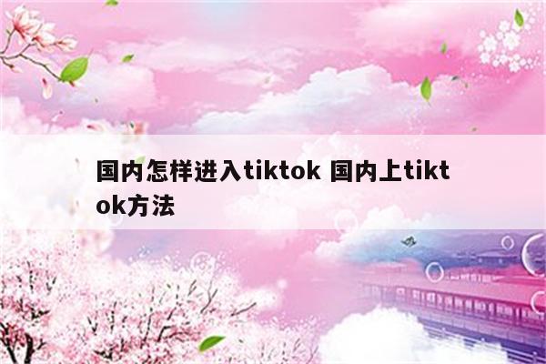 国内怎样进入tiktok 国内上tiktok方法