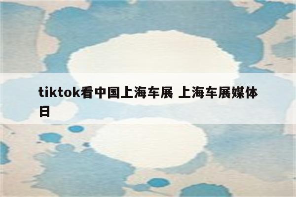 tiktok看中国上海车展 上海车展媒体日