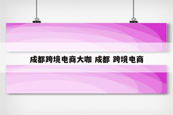 成都跨境电商大咖 成都 跨境电商