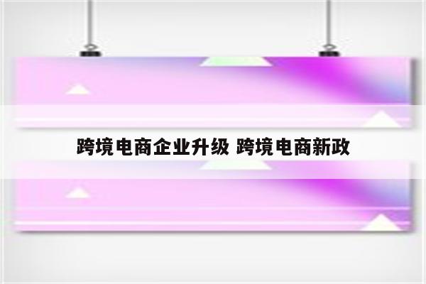 跨境电商企业升级 跨境电商新政
