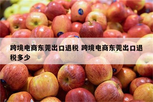 跨境电商东莞出口退税 跨境电商东莞出口退税多少