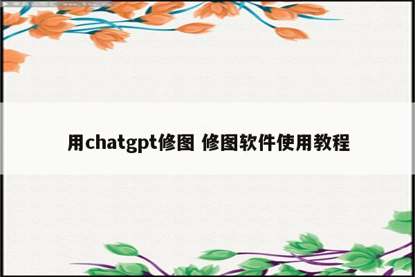 用chatgpt修图 修图软件使用教程