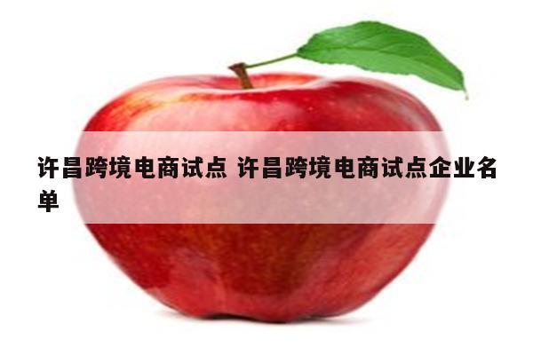 许昌跨境电商试点 许昌跨境电商试点企业名单