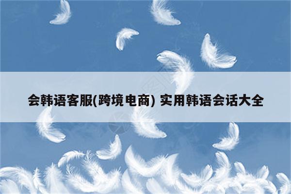 会韩语客服(跨境电商) 实用韩语会话大全