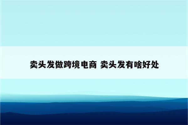 卖头发做跨境电商 卖头发有啥好处