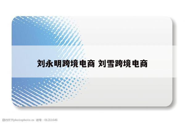 刘永明跨境电商 刘雪跨境电商