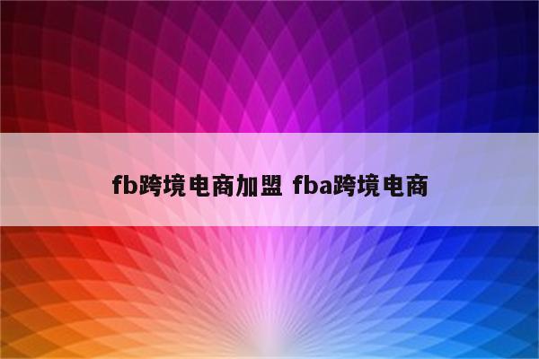 fb跨境电商加盟 fba跨境电商