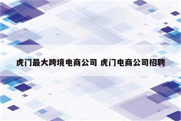 虎门最大跨境电商公司 虎门电商公司招聘