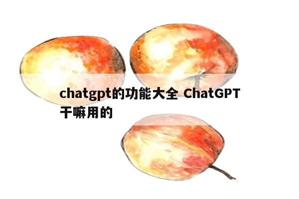 chatgpt的功能大全 ChatGPT干嘛用的
