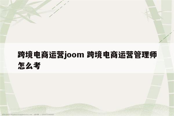 跨境电商运营joom 跨境电商运营管理师怎么考