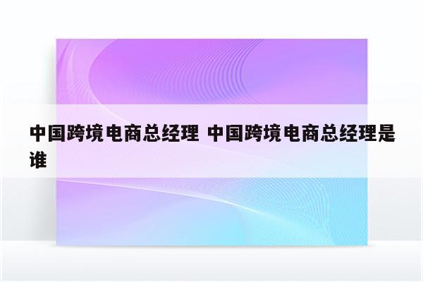 中国跨境电商总经理 中国跨境电商总经理是谁
