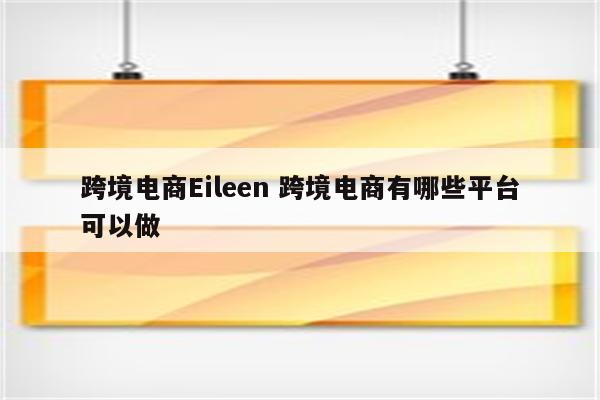 跨境电商Eileen 跨境电商有哪些平台可以做