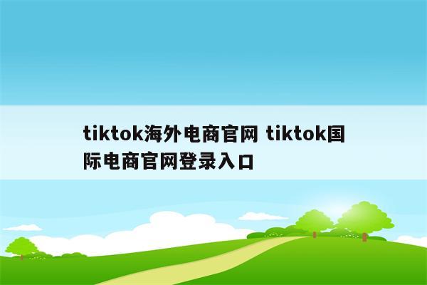 tiktok海外电商官网 tiktok国际电商官网登录入口