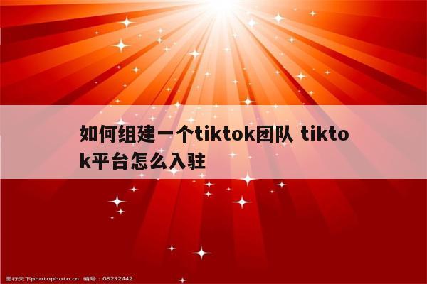 如何组建一个tiktok团队 tiktok平台怎么入驻