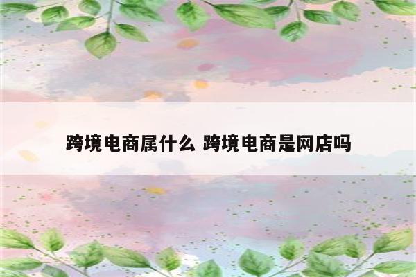 跨境电商属什么 跨境电商是网店吗