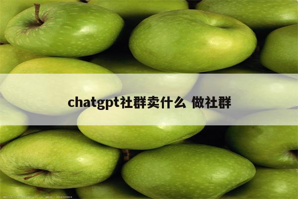 chatgpt社群卖什么 做社群