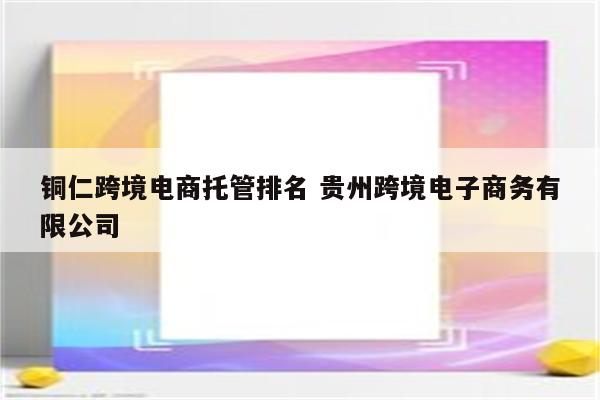 铜仁跨境电商托管排名 贵州跨境电子商务有限公司